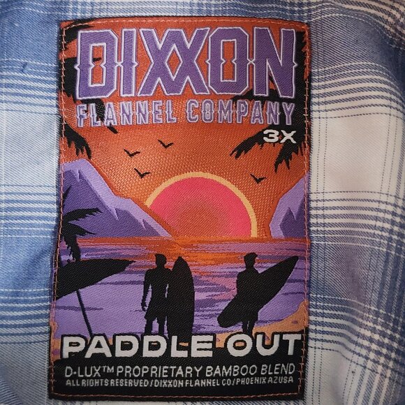 Dixxon Shirt Mens 3XL Blue White Plaid Paddle Out Bamboo Blend Short Sleeve - Picture 5 of 10